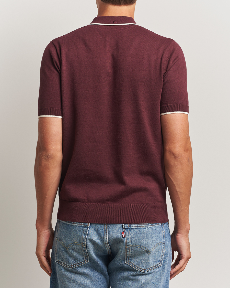 Uomini | Polo | Fred Perry | Pique Knitted Tipped Polo Oxblood