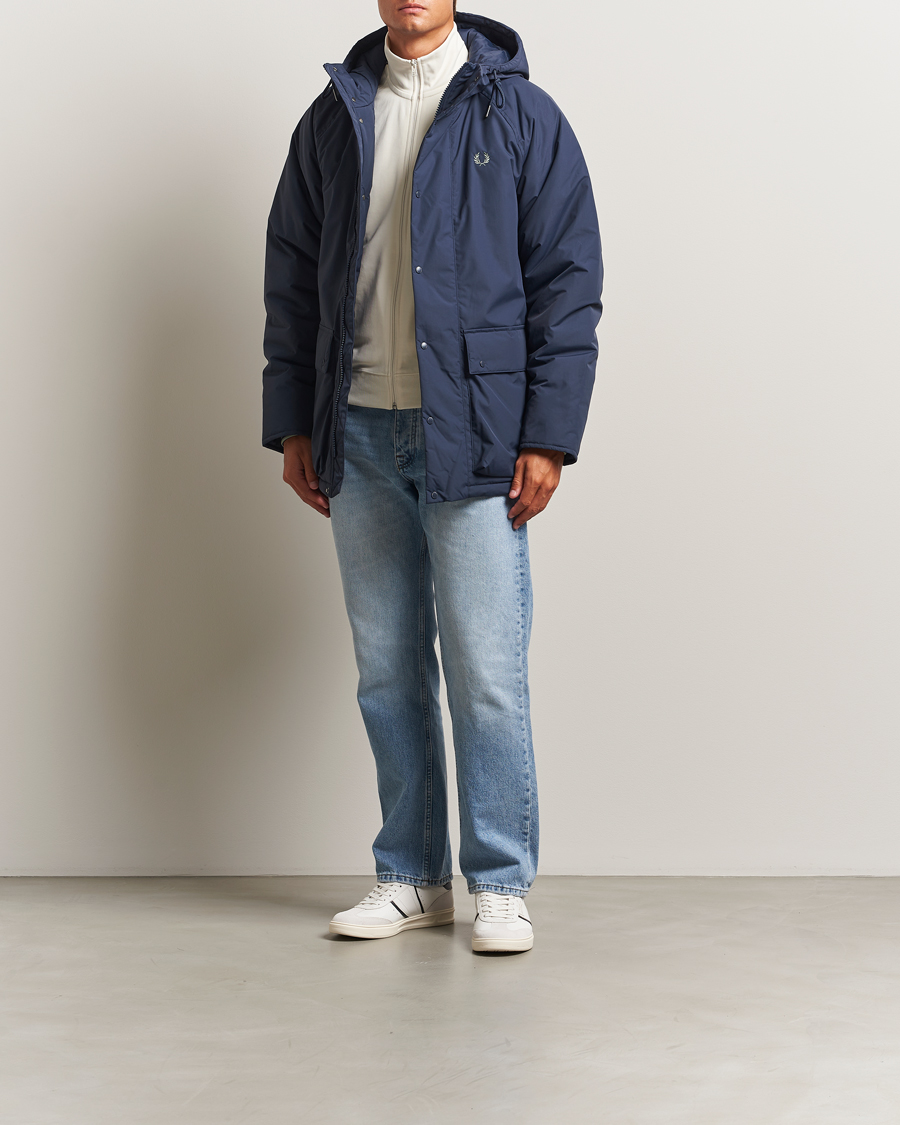 Uomini | Giacche | Fred Perry | Stockport Padded Hooded Jacket Dark Airforce