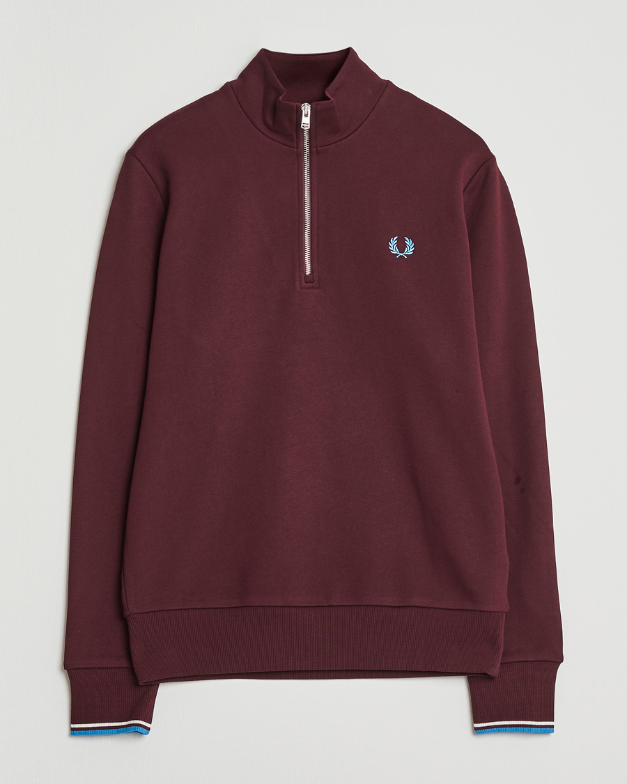 Uomini | Maglieria | Fred Perry | Half Zip Sweatshirt Oxblood