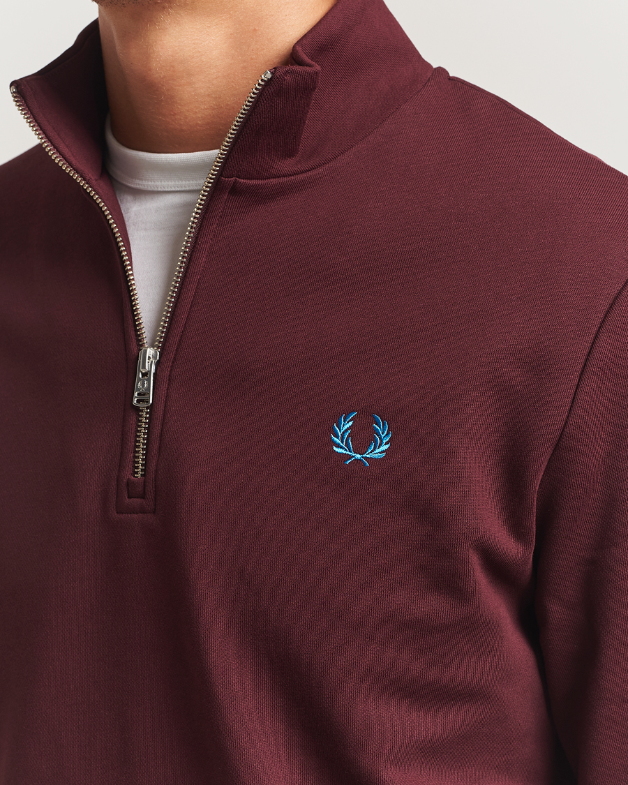 Uomini | Maglieria | Fred Perry | Half Zip Sweatshirt Oxblood