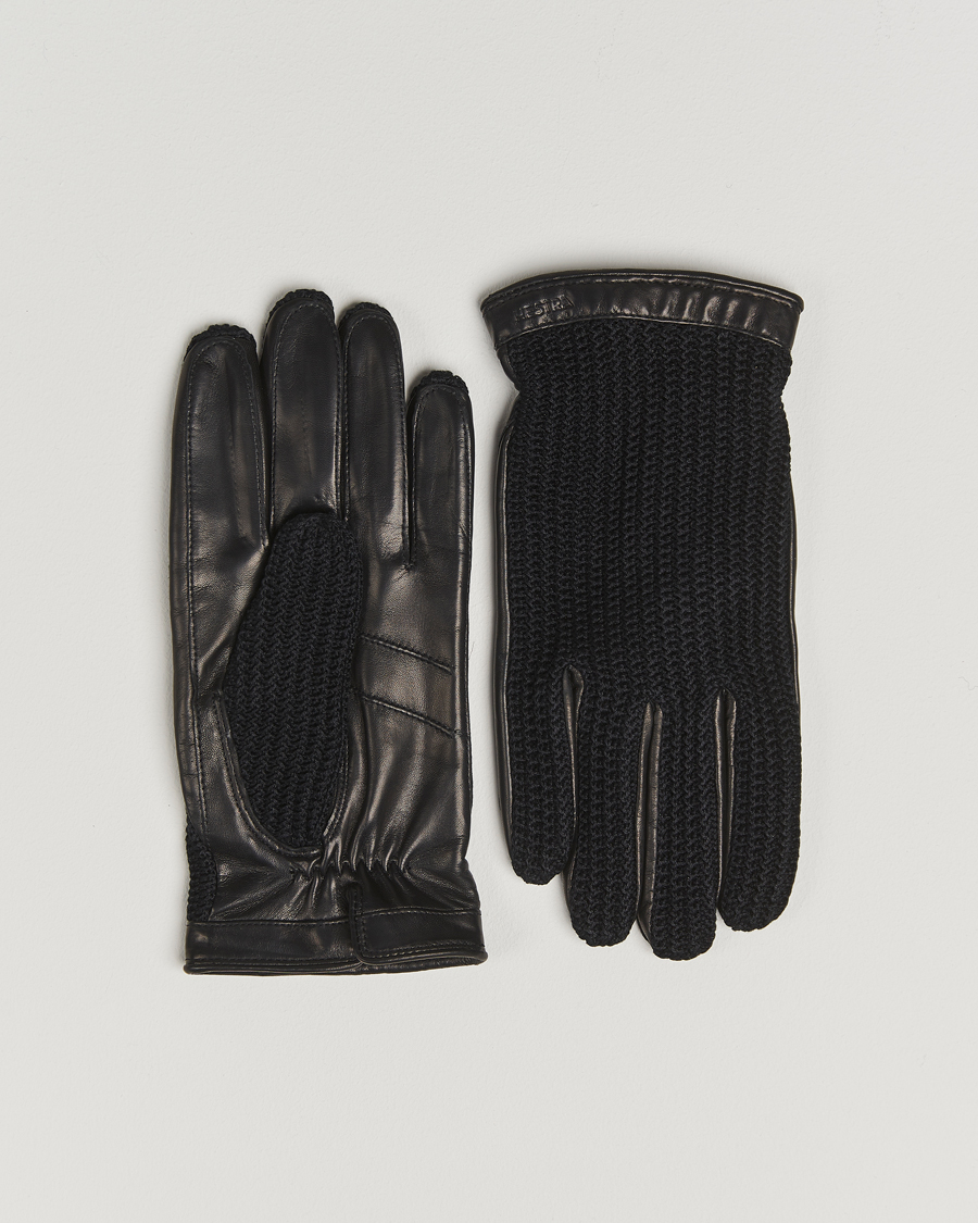 Uomini | Hestra Adam Crochet Wool Lined Glove Black | Hestra | Adam Crochet Wool Lined Glove Black
