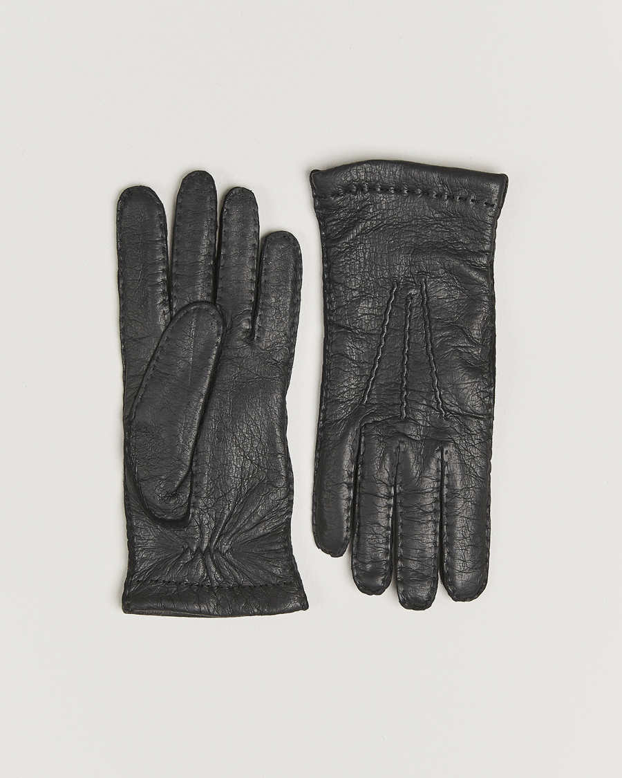 Uomini | Guanti | Hestra | Peccary Handsewn Cashmere Lined Glove Black
