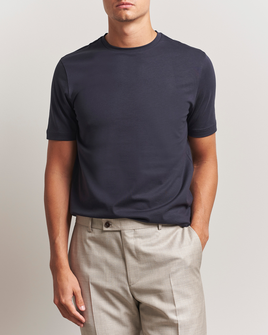 Uomini | T-shirt | Stenströms | Supima Cotton T-Shirt Navy