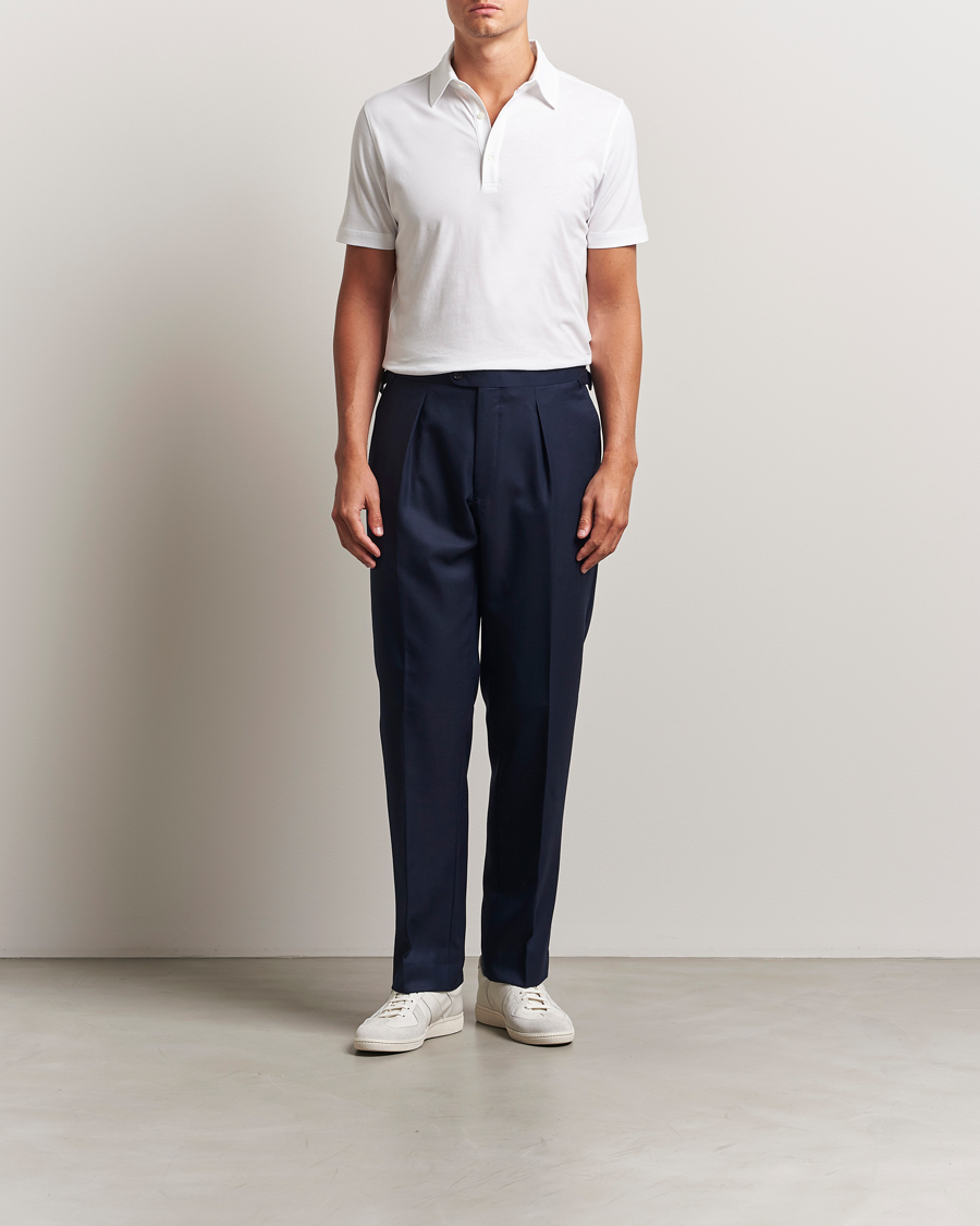 Uomini | Polo | Stenströms | Supima Cotton Polo Shirt White