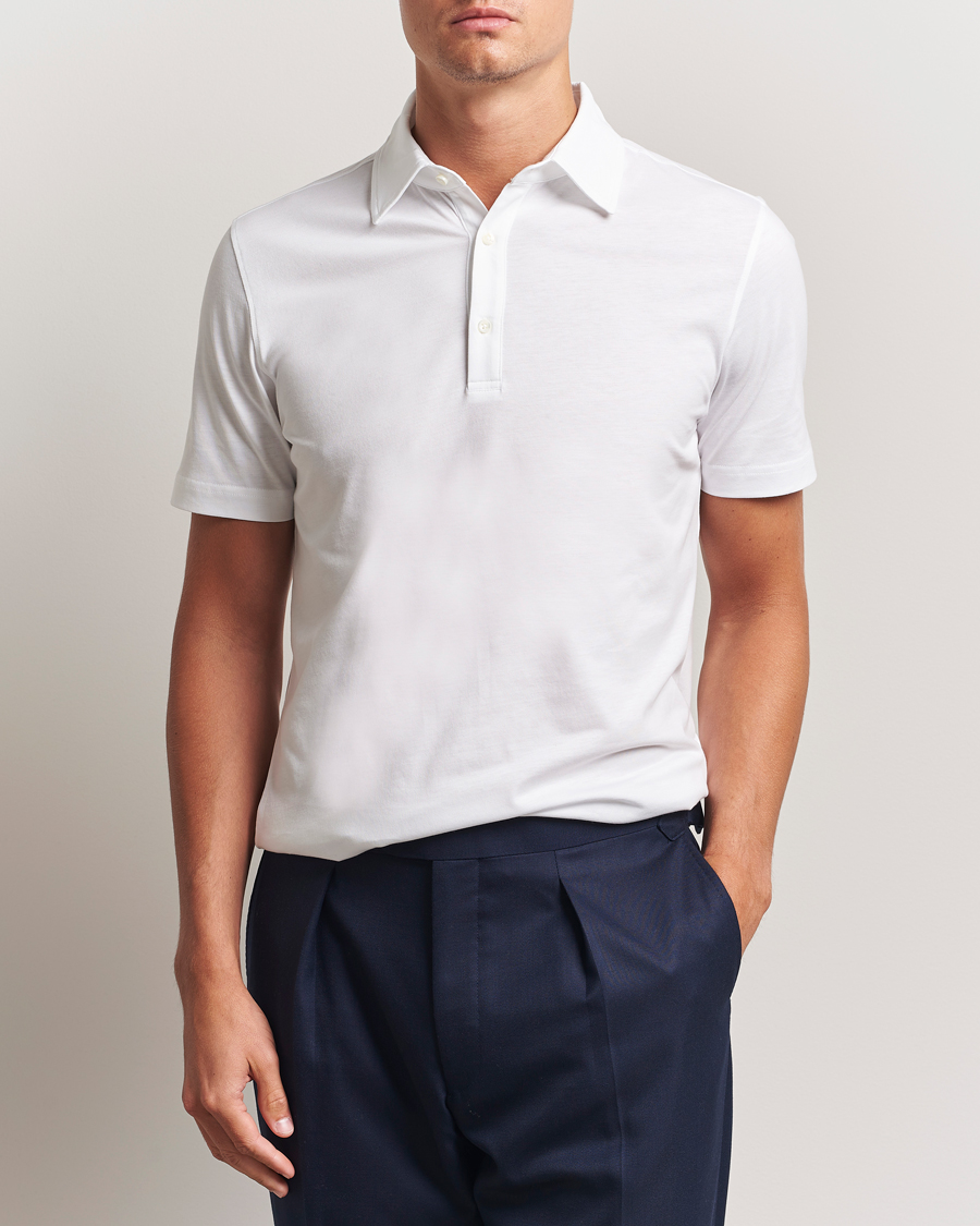 Uomini | Polo | Stenströms | Supima Cotton Polo Shirt White