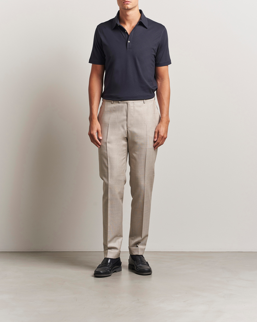 Uomini | Polo | Stenströms | Supima Cotton Polo Shirt Navy