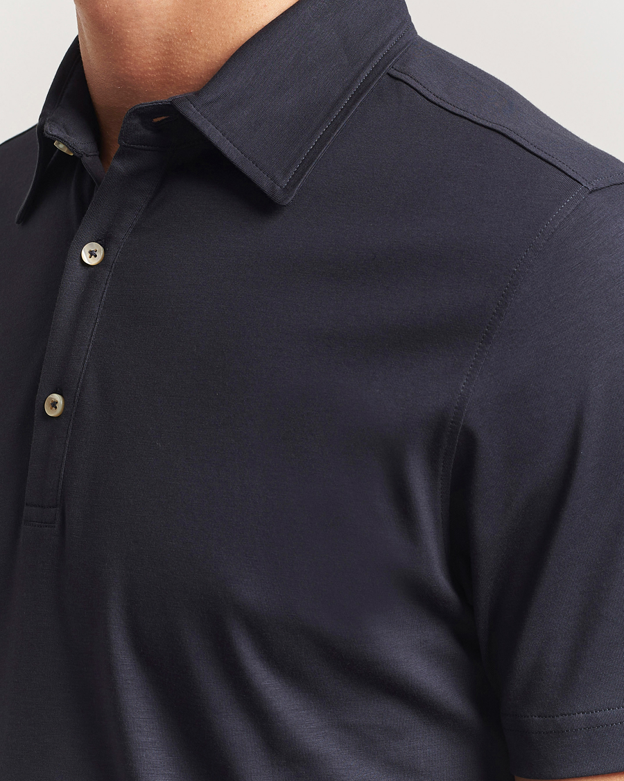 Uomini | Polo | Stenströms | Supima Cotton Polo Shirt Navy