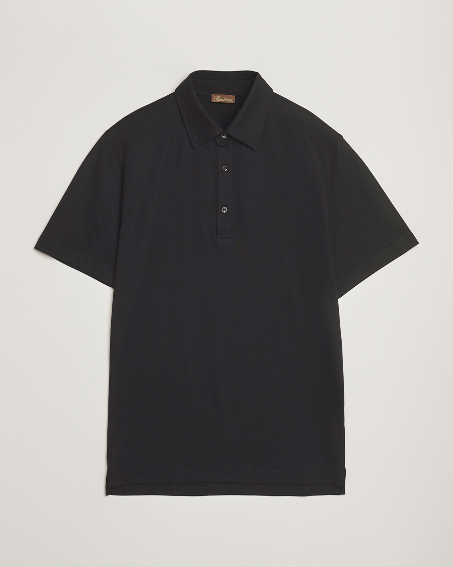 Uomini | Polo | Stenströms | Supima Cotton Polo Shirt Black