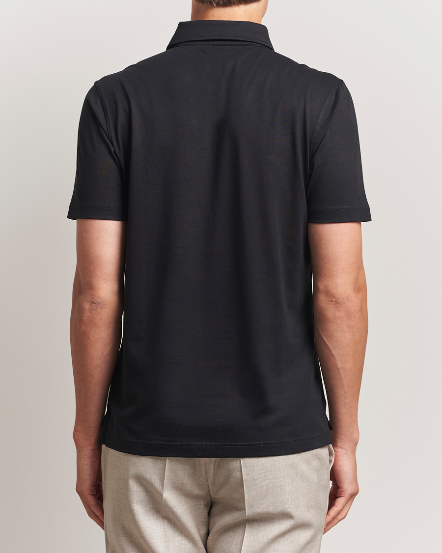 Uomini | Polo | Stenströms | Supima Cotton Polo Shirt Black