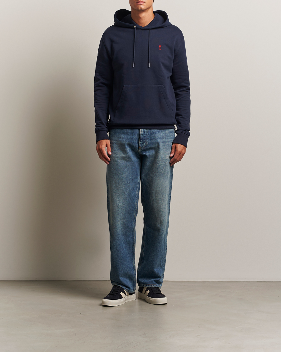 Uomini | Maglieria | AMI | Heart Logo Hoodie Night Blue