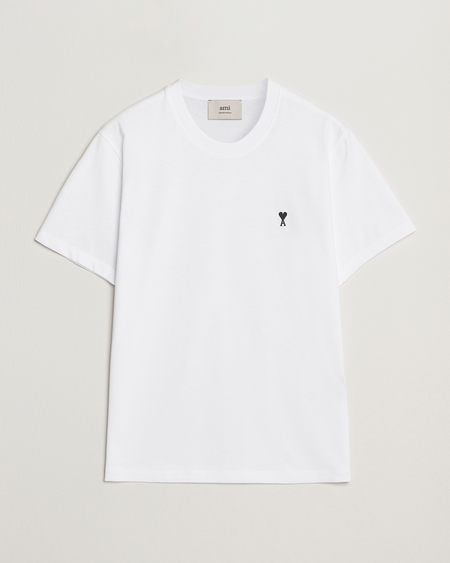 Uomini | T-shirt | AMI | Contrast Heart Logo T-Shirt White
