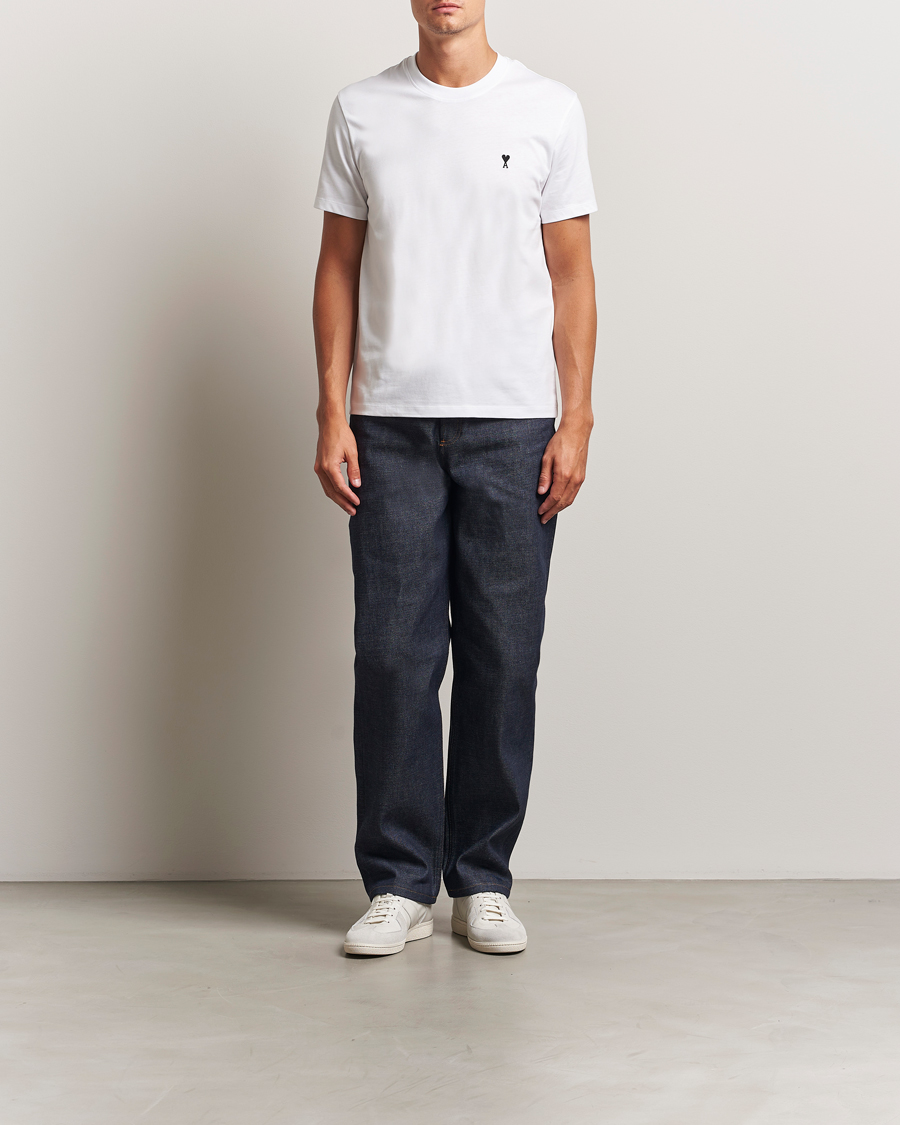 Uomini | T-shirt | AMI | Contrast Heart Logo T-Shirt White