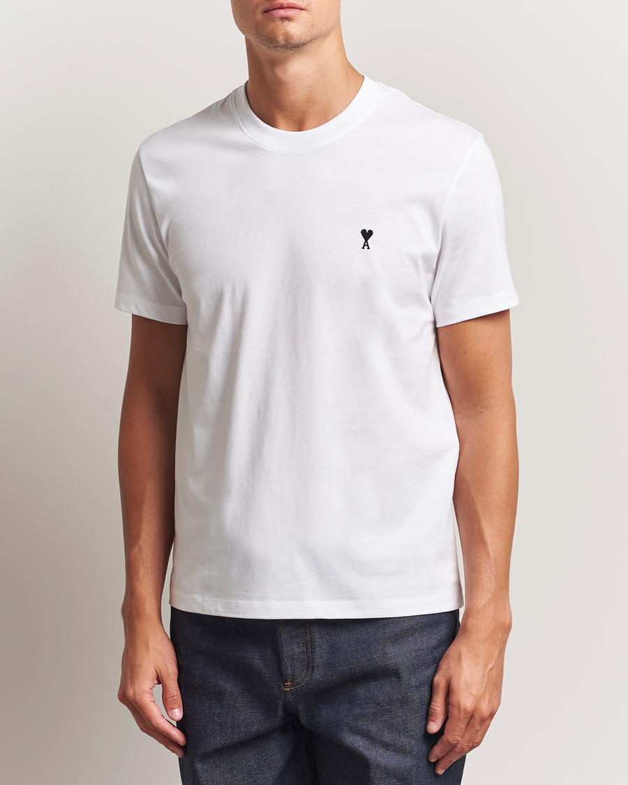 Uomini | T-shirt | AMI | Contrast Heart Logo T-Shirt White