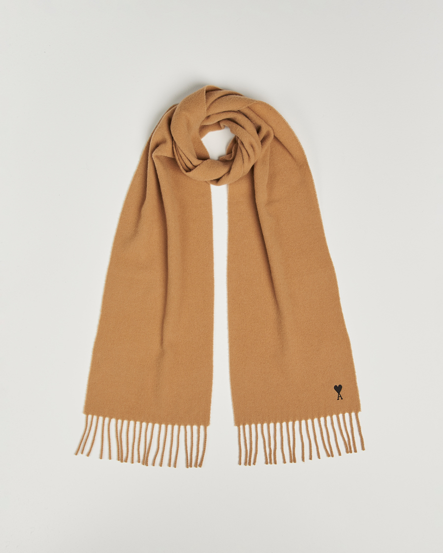 Uomini | AMI Heart Logo Scarf Camel | AMI | Heart Logo Scarf Camel