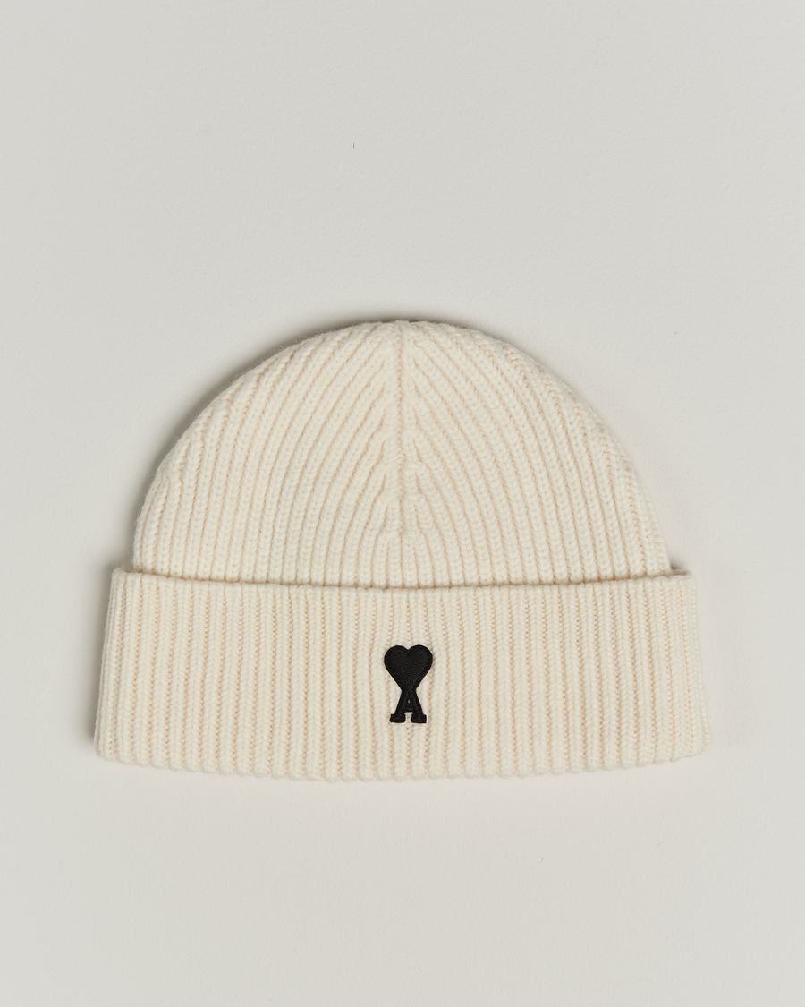 Uomini | AMI Heart Logo Beanie Ecru | AMI | Heart Logo Beanie Ecru