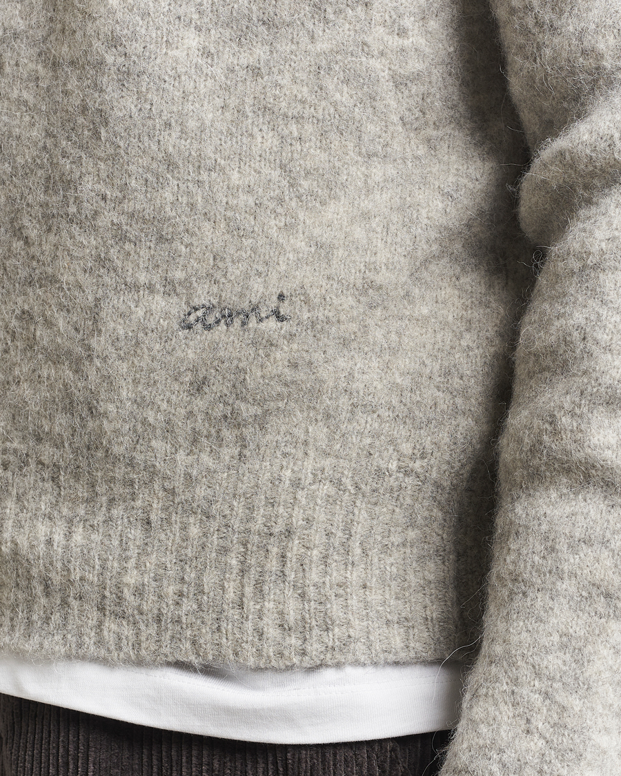Uomini | Maglieria | AMI | Signature Alpaca Knitted Polo Light Grey Melange