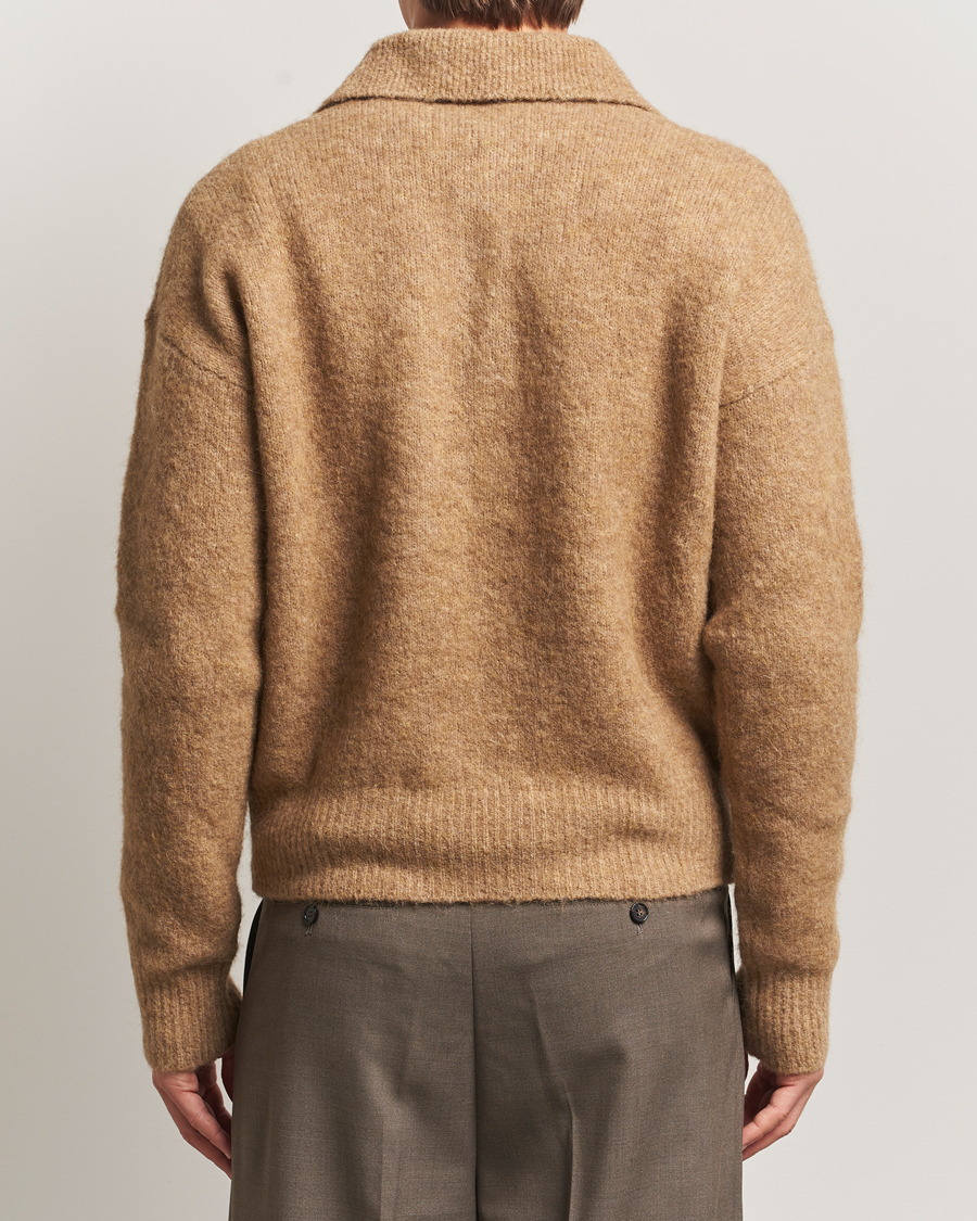 Uomini | Maglieria | AMI | Signature Alpaca Knitted Polo Camel