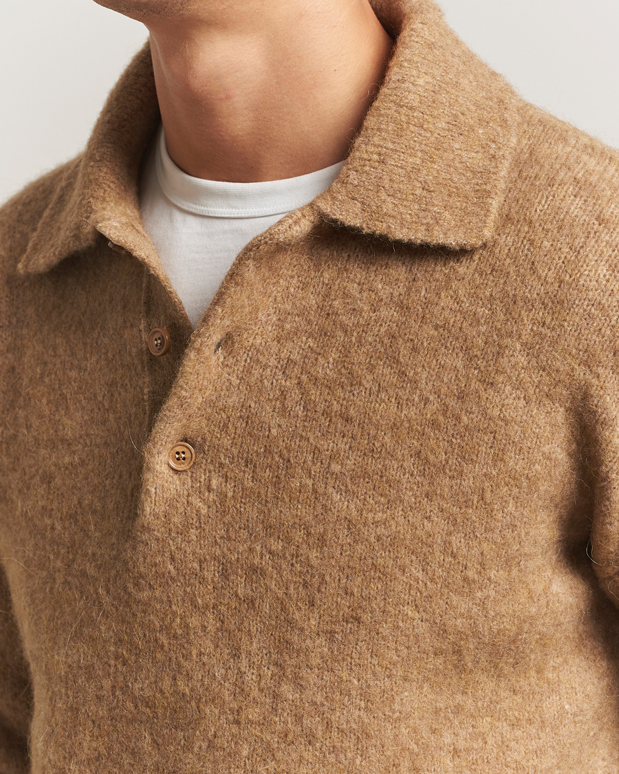 Uomini | Maglieria | AMI | Signature Alpaca Knitted Polo Camel