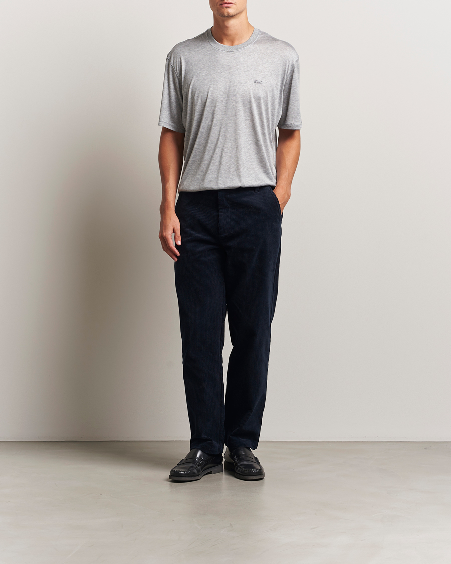 Uomini | T-shirt | AMI | Signature Logo Mercerized T-Shirt Light Grey Melange