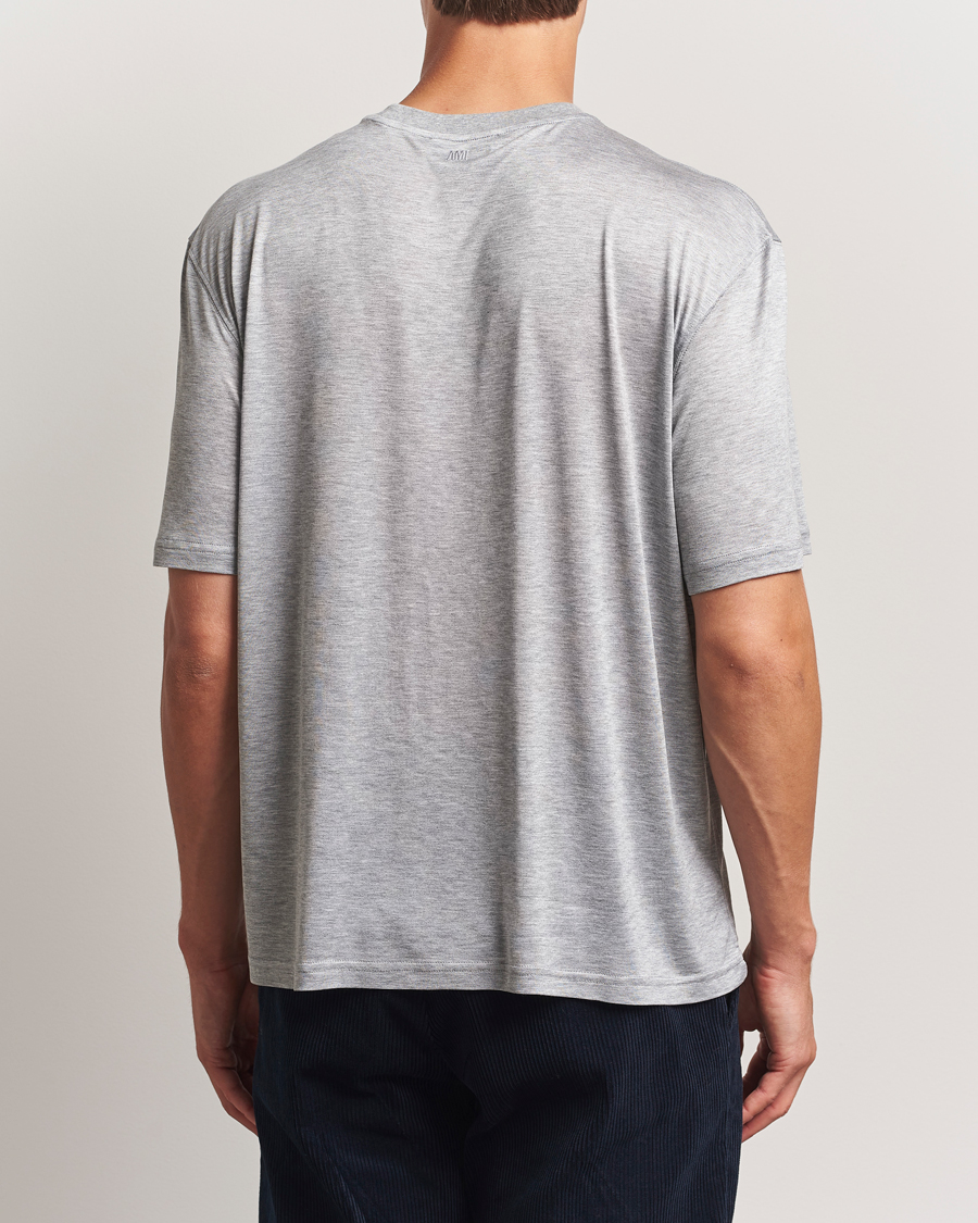 Uomini | T-shirt | AMI | Signature Logo Mercerized T-Shirt Light Grey Melange
