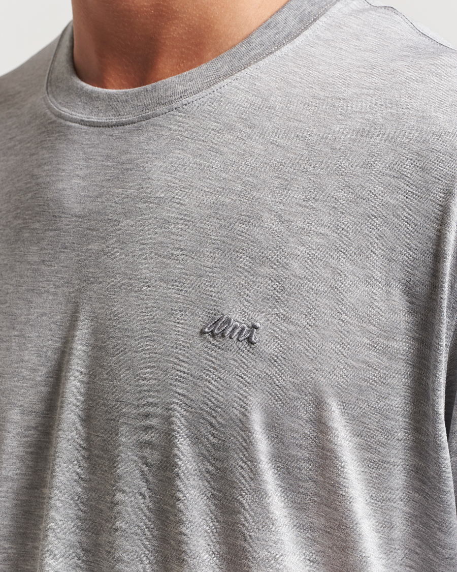 Uomini | T-shirt | AMI | Signature Logo Mercerized T-Shirt Light Grey Melange