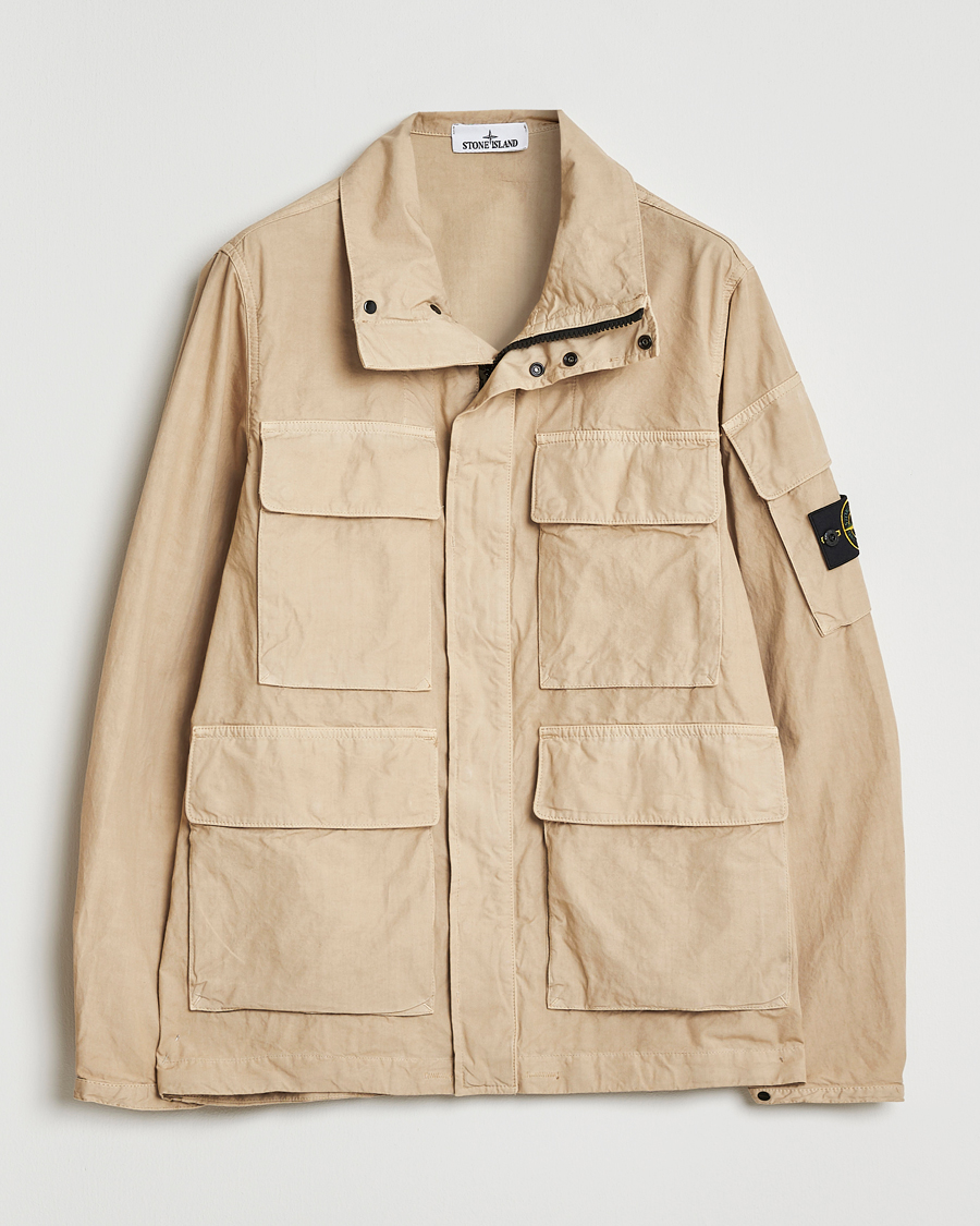 Uomini | Giacche | Stone Island | Canvas Weave Cotton Field Jacket Beige