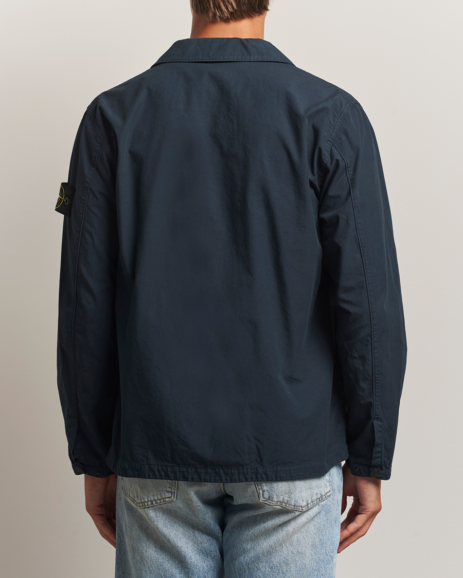 Uomini | Camicie | Stone Island | Garment Dyed Organic Cotton Zip Overshirt Navy