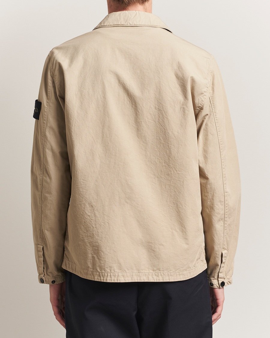 Uomini | Camicie | Stone Island | Garment Dyed Organic Cotton Zip Overshirt Beige