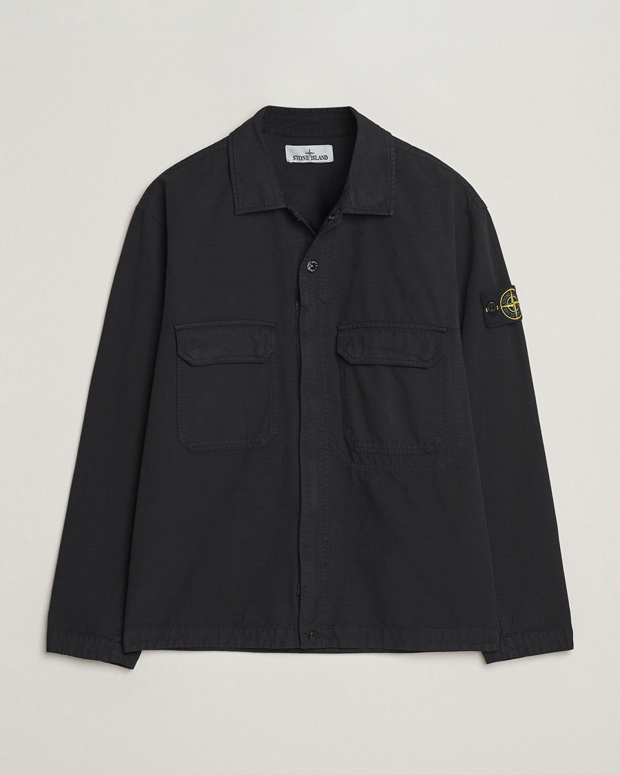 Uomini | Camicie | Stone Island | Organic Cotton Ripstop Overshirt Black