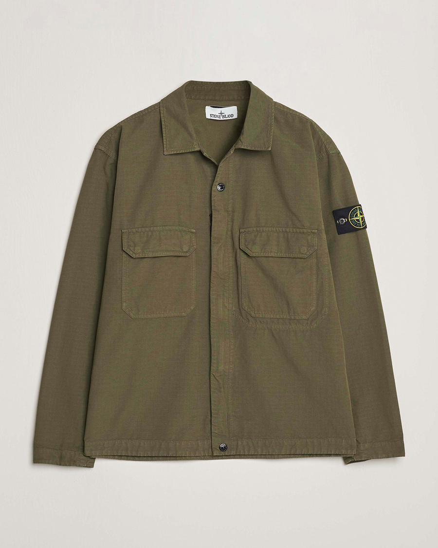 Uomini | Camicie | Stone Island | Organic Cotton Ripstop Overshirt Military Green