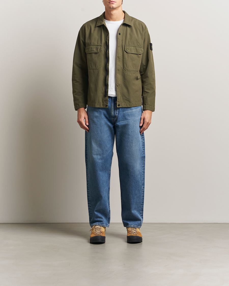 Uomini | Camicie | Stone Island | Organic Cotton Ripstop Overshirt Military Green