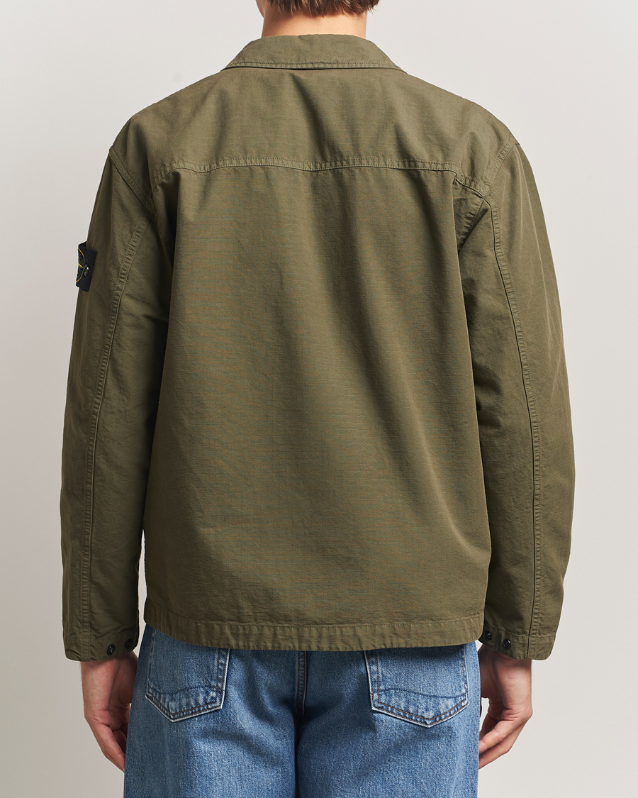 Uomini | Camicie | Stone Island | Organic Cotton Ripstop Overshirt Military Green