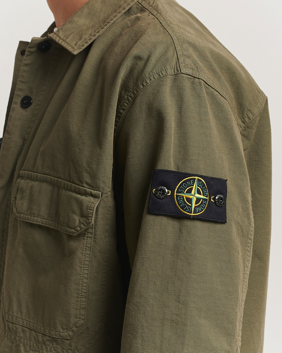 Uomini | Camicie | Stone Island | Organic Cotton Ripstop Overshirt Military Green