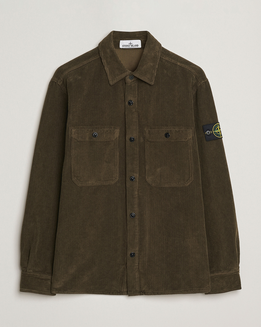 Uomini | Camicie | Stone Island | Organic Cotton Cord Overshirt Military Green