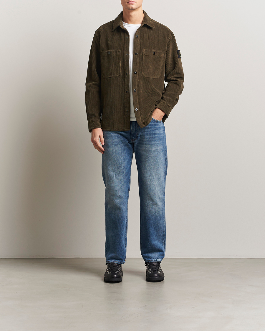 Uomini | Camicie | Stone Island | Organic Cotton Cord Overshirt Military Green