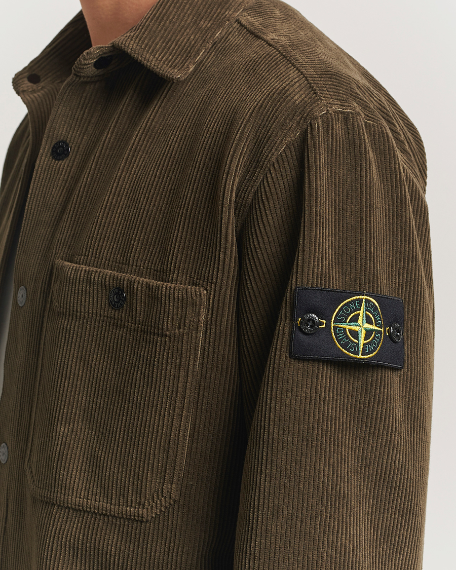 Uomini | Camicie | Stone Island | Organic Cotton Cord Overshirt Military Green