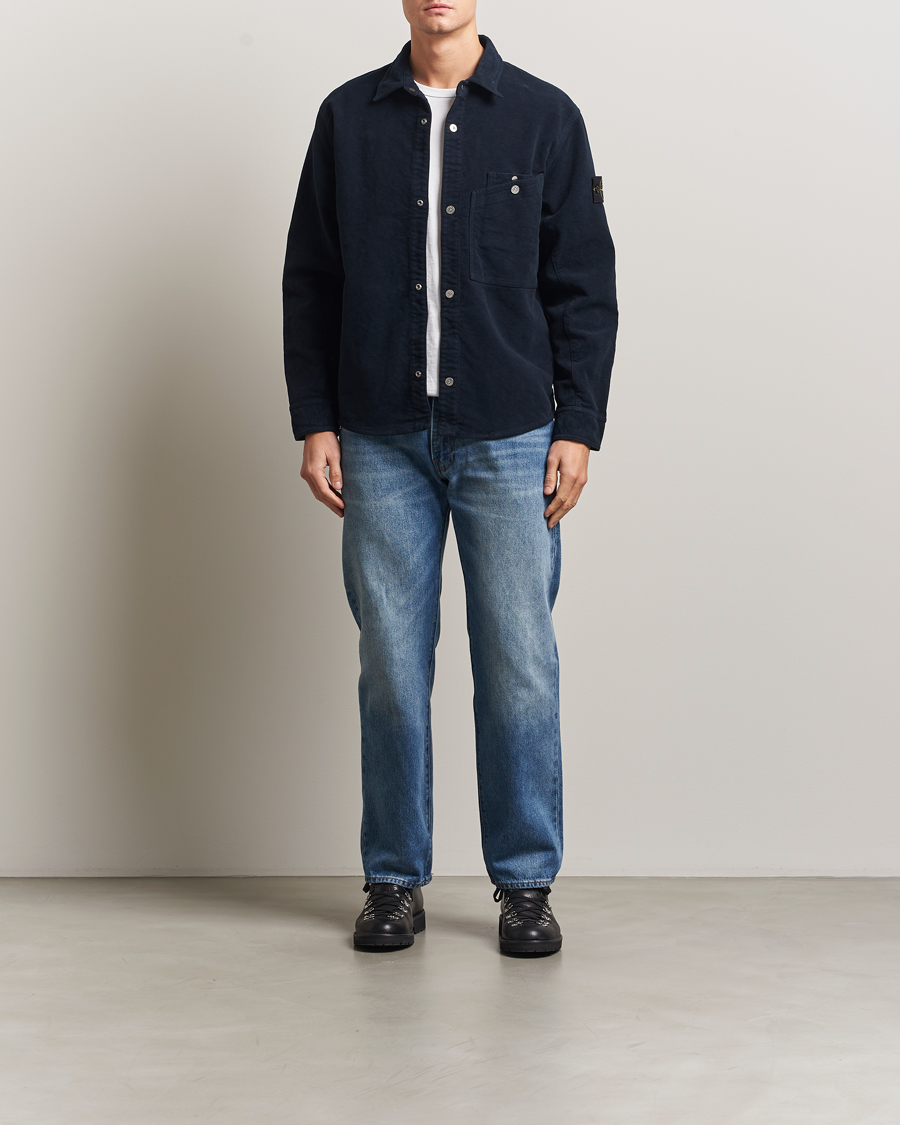 Uomini |  | Stone Island | Cotton Moleskin Overshirt Navy