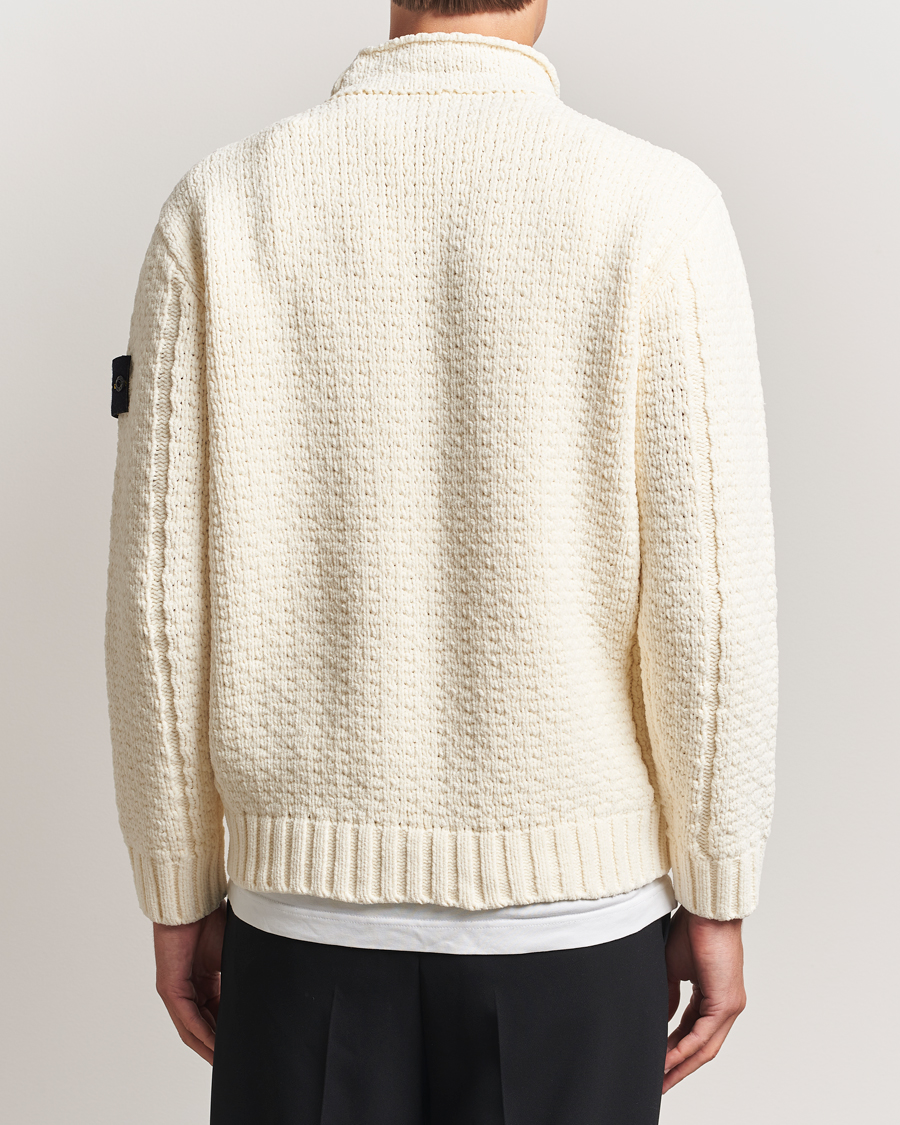 Uomini | Maglieria | Stone Island | Cotton Chenille Knitted Mock Neck Ivory