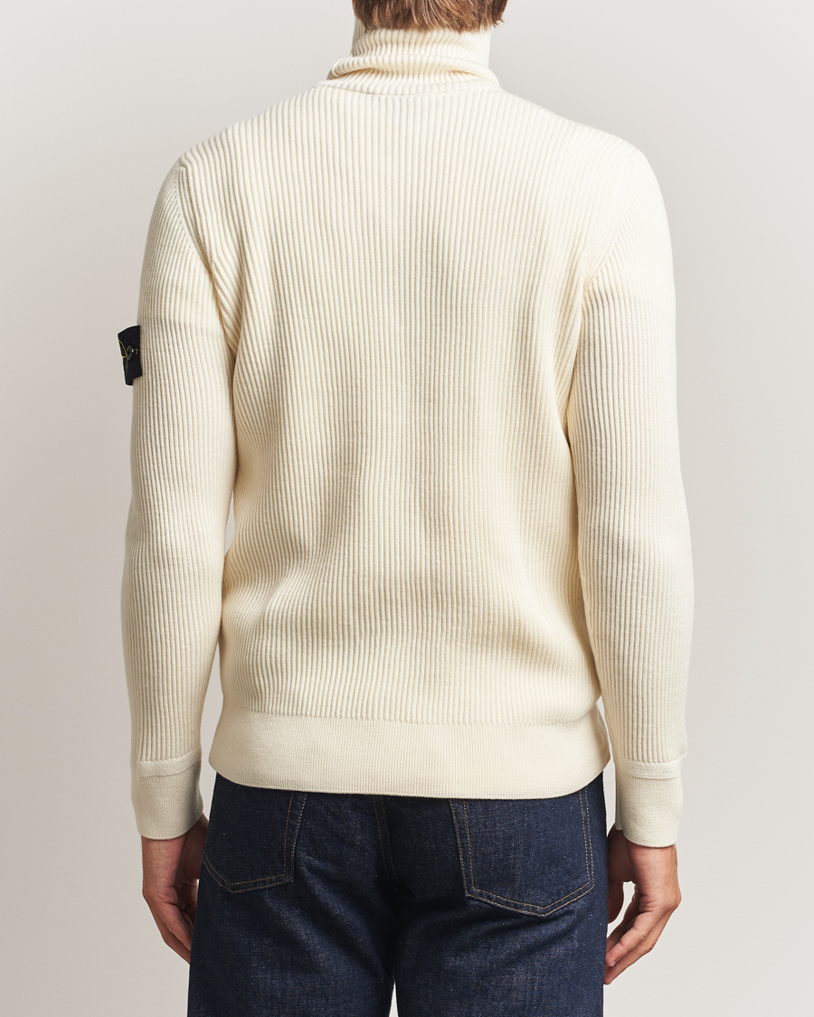 Uomini | Maglieria | Stone Island | Full Rib Wool Turtleneck Ivory