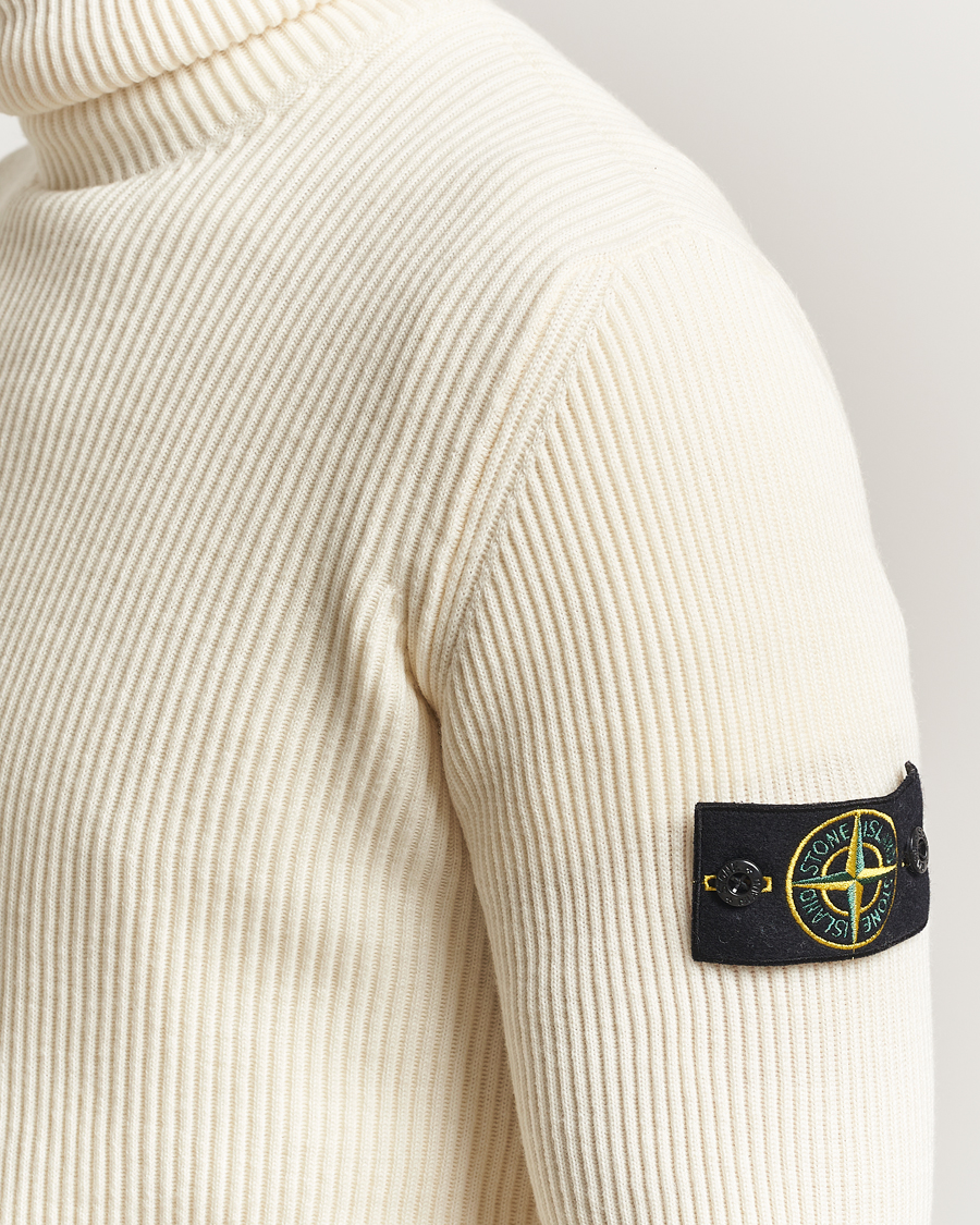Uomini | Maglieria | Stone Island | Full Rib Wool Turtleneck Ivory