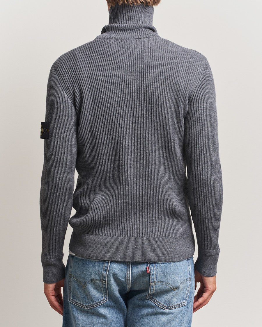 Uomini | Maglieria | Stone Island | Full Rib Wool Turtleneck Dark Grey