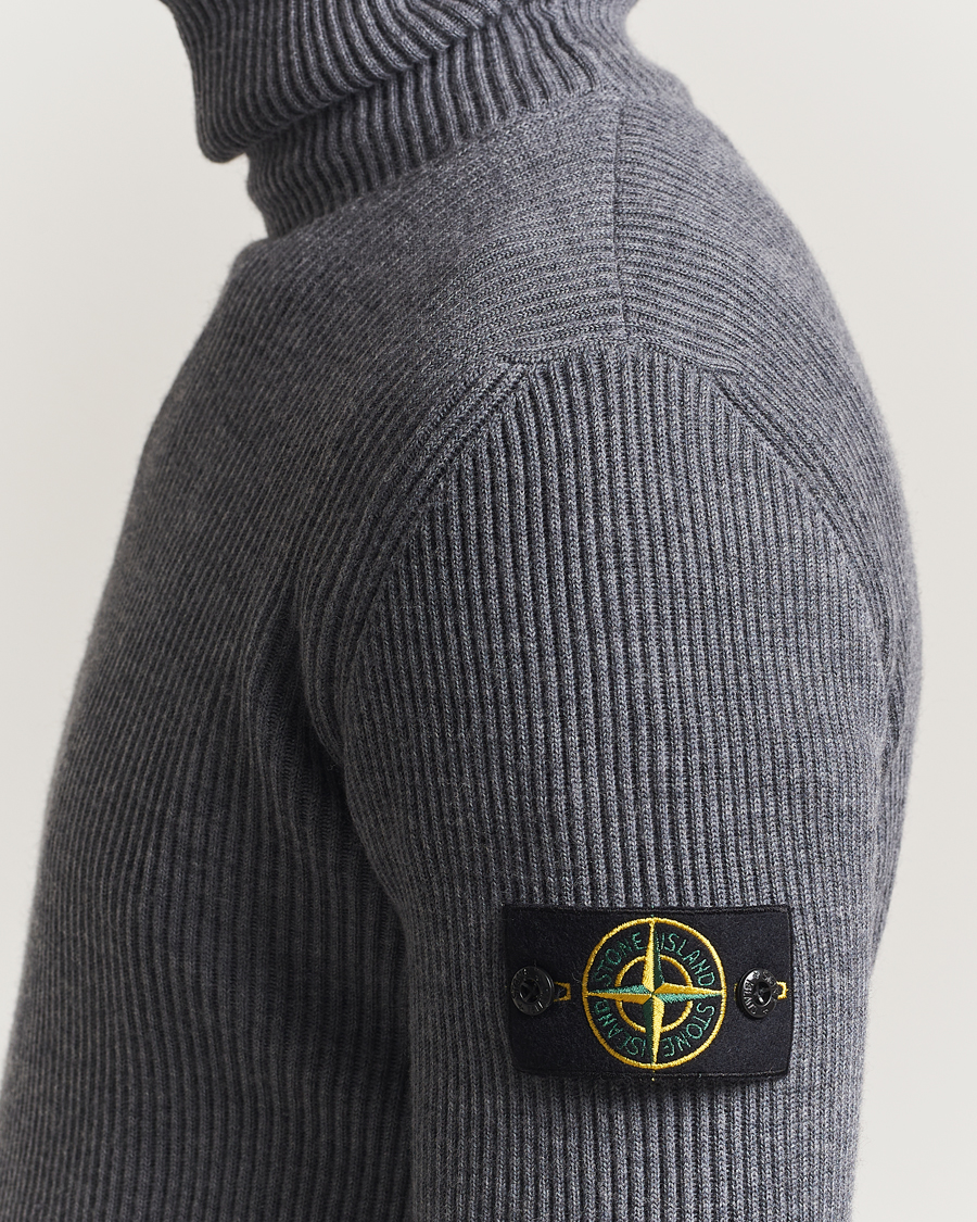 Uomini | Maglieria | Stone Island | Full Rib Wool Turtleneck Dark Grey