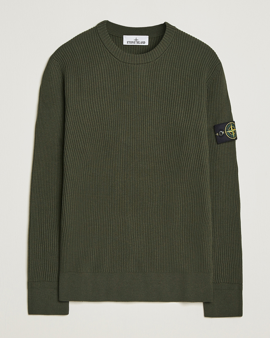 Uomini | Maglieria | Stone Island | Full Rib Crewneck Military Green