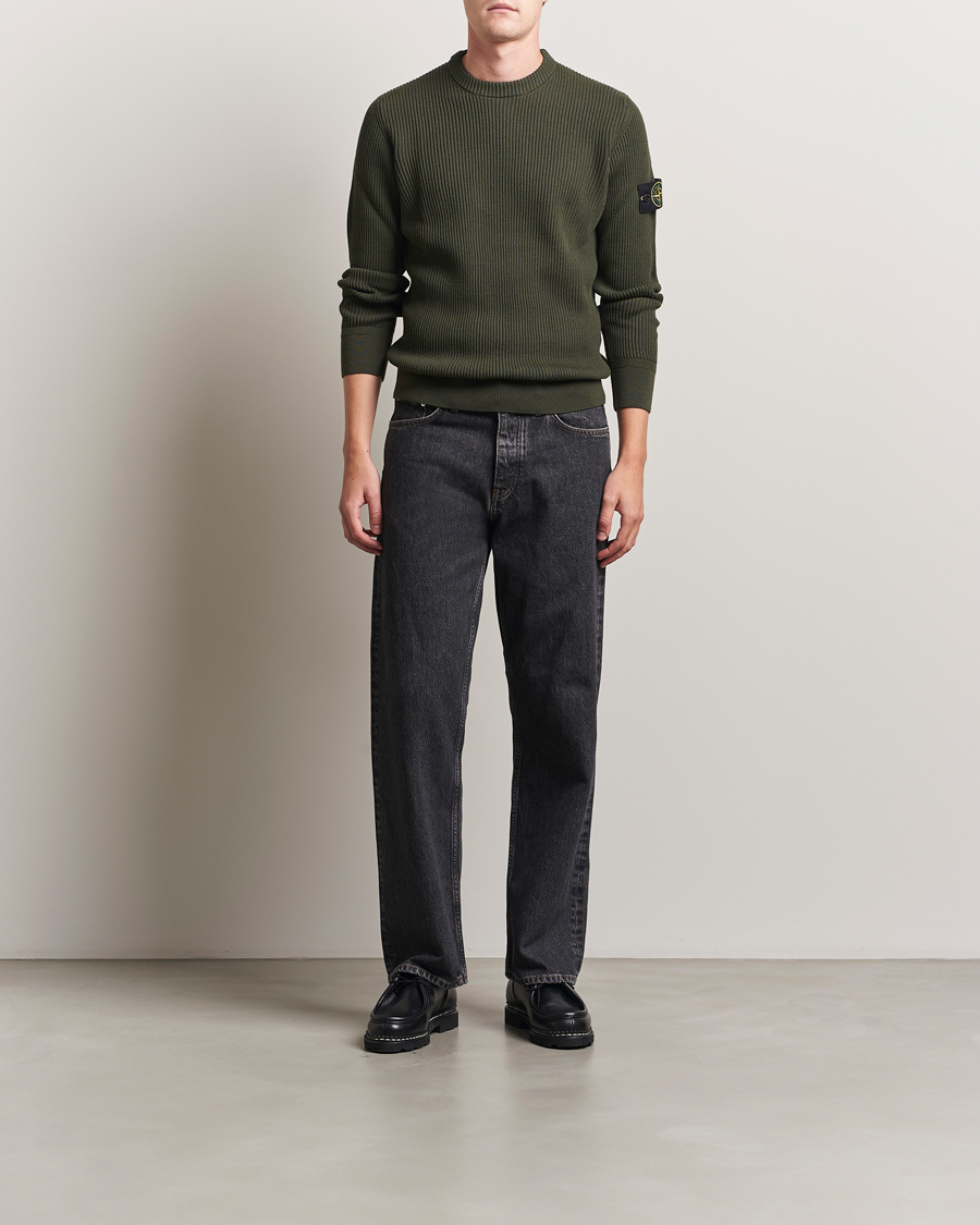 Uomini | Maglieria | Stone Island | Full Rib Crewneck Military Green