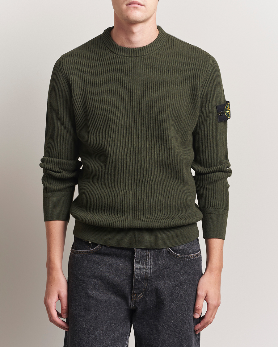 Uomini | Maglieria | Stone Island | Full Rib Crewneck Military Green