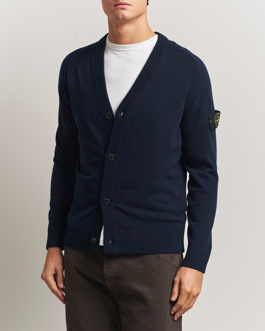 Uomini | Maglieria | Stone Island | Knitted Geelong Wool Cardigan Navy
