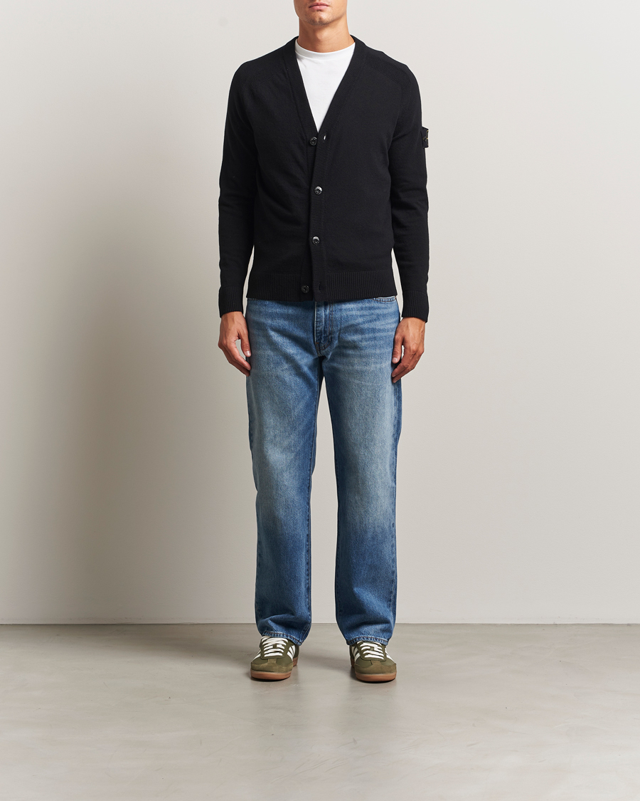 Uomini | Maglieria | Stone Island | Knitted Geelong Wool Cardigan Black
