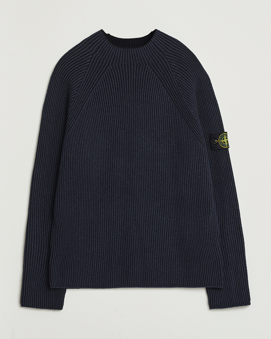 Uomini | Maglieria | Stone Island | Vanisé Full Rib Wool Crew Neck Navy