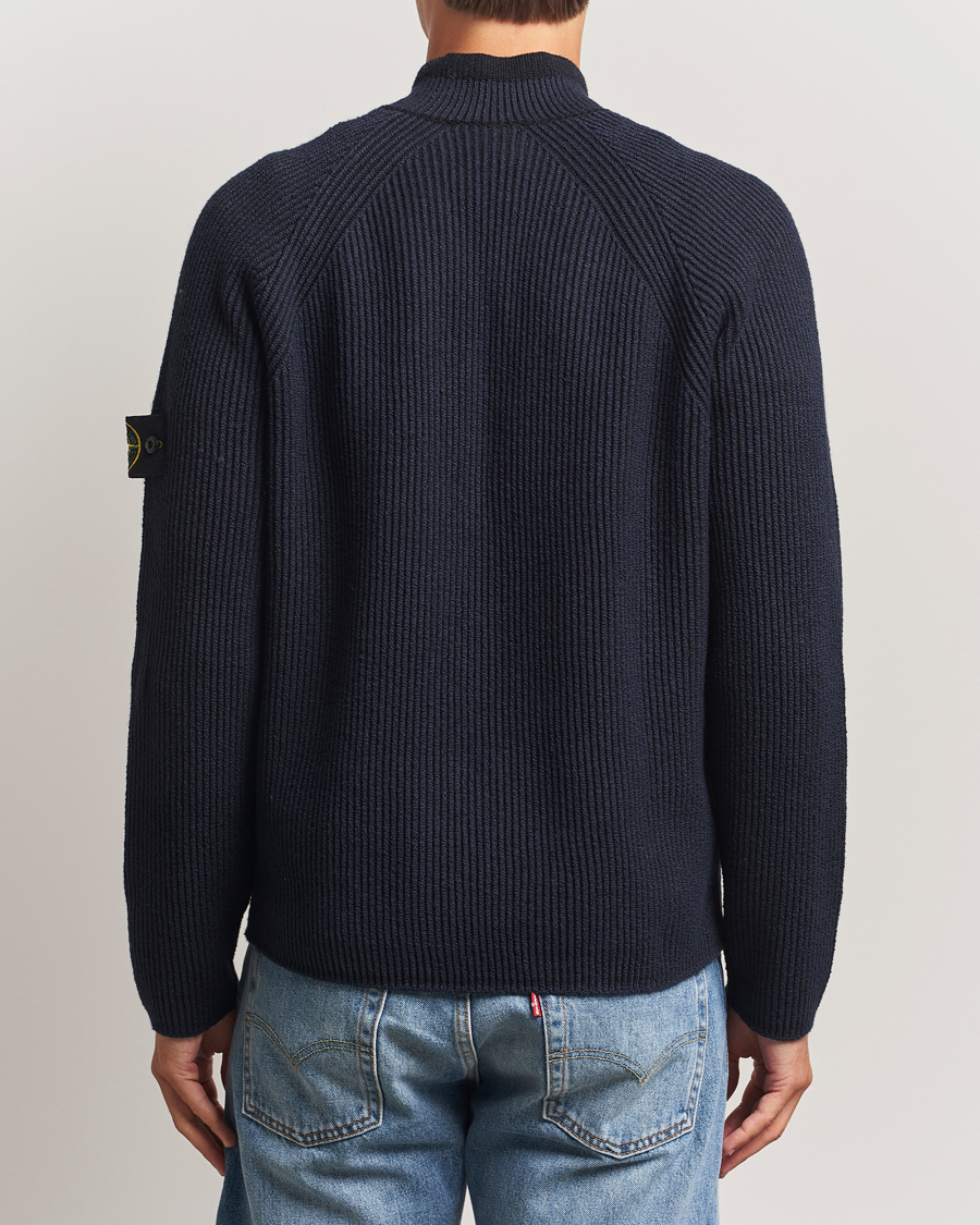 Uomini | Maglieria | Stone Island | Vanisé Full Rib Wool Half-Zip Navy