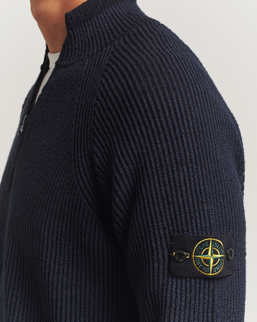 Uomini | Maglieria | Stone Island | Vanisé Full Rib Wool Half-Zip Navy
